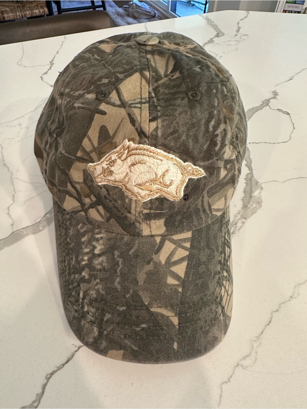 Camo Baseball Cap with Embroidered Hog Patch - Green Camo